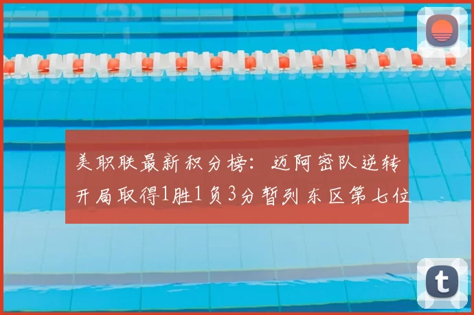 美职联最新积分榜：迈阿密队逆转开局取得1胜1负3分暂列东区第七位